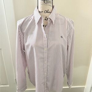 Ralph Lauren White and Blue Striped Blouse